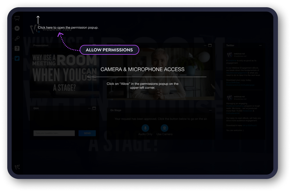Permissions to go on stage