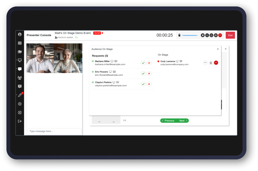 Backend dashboard view
